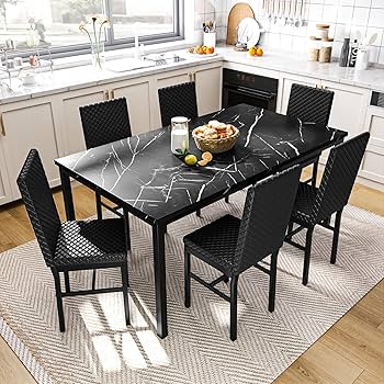 Amazon.com - Recaceik Dining Table Set for 6, Faux Marble 7